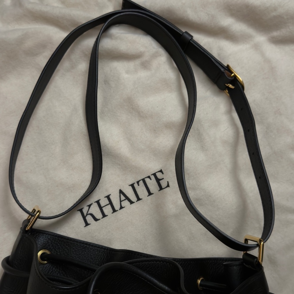 NWT KHAITE Greta Black Leather Drawstring Bag - Picture 13 of 16